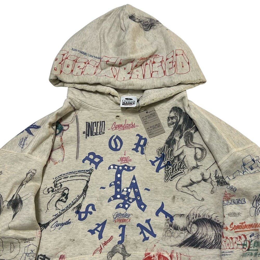 Saint Mxxxxxx x Born x Raised Pullover Hoodie Multi | Saint Michael - Picture 3 of 5